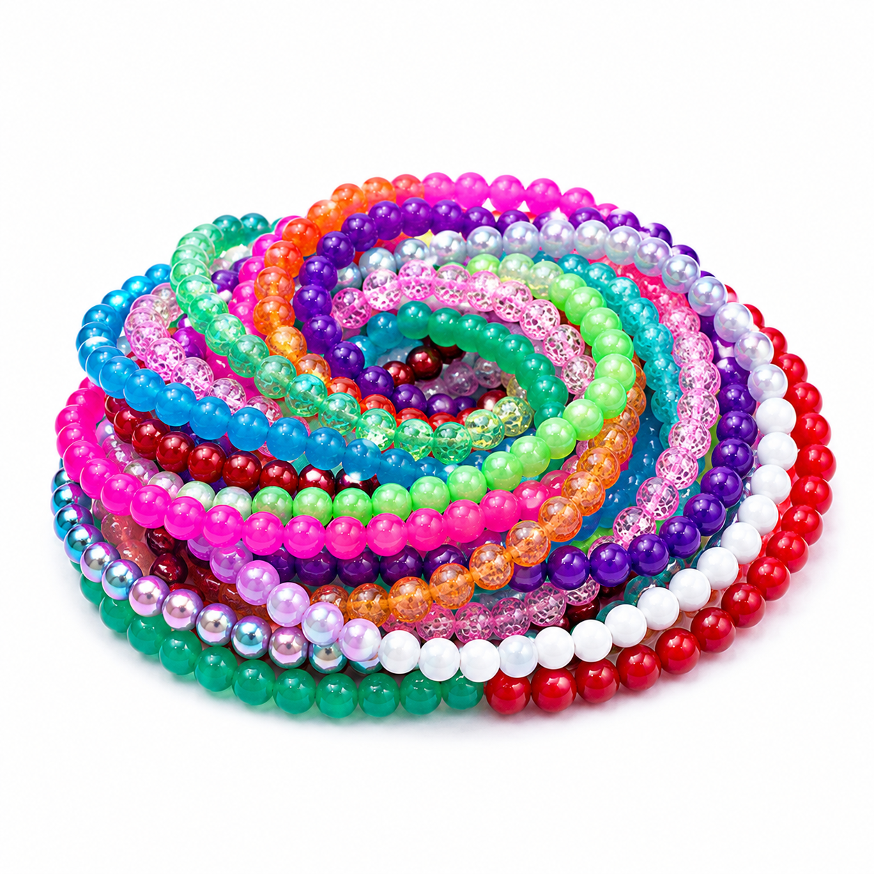 SET 10 TIRAS DE PERLAS DE VIDRIO 8mm 78cm